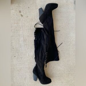 Chase and Chloe Black Over the Knee Boots, Size 6.5
